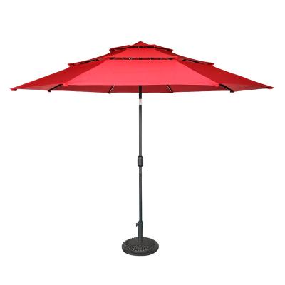 China Sun Resistant Outdoor Red Garden Patio Weather Ware Windproof Beach Umbrellas 3M for sale