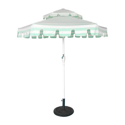 China Weather Resistant Bali Beach Sunbrella Large Patio Fringe Parasol Umbrella Stripe for sale