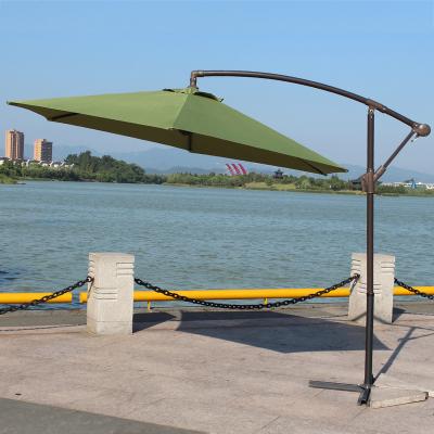 China Green Vented Sun Shade Patio Umbrella Cantilever Parasol 3 Meters With Base for sale