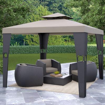 China Weather Resistant Bali Home Gazebos Luxury Hard Top Pavilion 3x3 For Patios Rattan for sale