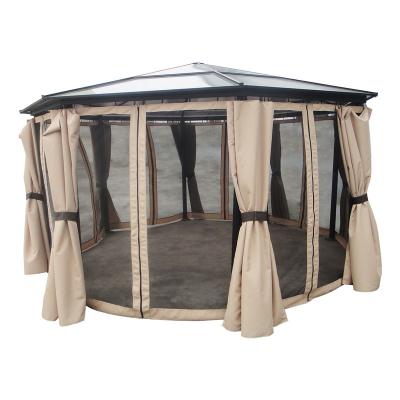 China Weather Resistant Door Polycarbonate Aluminum Hexagon Gazebo With Mosquito Net for sale