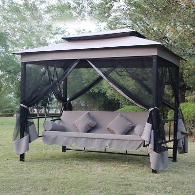 China Contemporary luxury iron garden gazebo sofa jhula swing 3 seater and bed exterior for sale