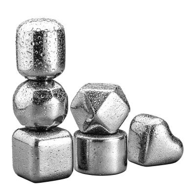 China Reusable Stainless Steel Ice Cubes Gold Color Square Reusable Whiskey Stone For Drinks for sale