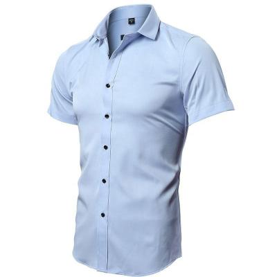 China Viscose/Cotton Mens Summer Plus Size Fit Shirts Cotton Shorts Sleeve White Regular Casual Social Shirts Stylish Men's Shirts for sale