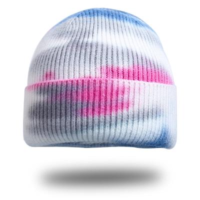 China Wholesale JOINT Gradient Dyed Link Knit Hat Outdoor Sports Wool Hat Thickened Hearing Protection Beanie Hat for sale