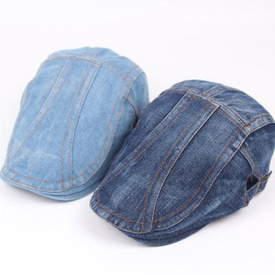 China Fashion Classic Fashion Washed Cotton Denim Newsboy Hat Breathable Cool Top Ivy Beret Hat for sale