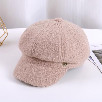 China Wholesale Fashion Winter Warmer Solid Color Berets Champagne Color Watermelon Red Color Camel Color Berets for sale