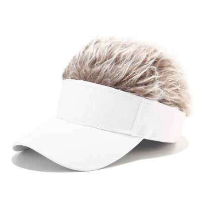 China Street Funny Sun Visor Vacation Sun Visor Hot Selling Unisex Adjustable Hat With Fake Hair Fashion Wig Baseball Cap for sale