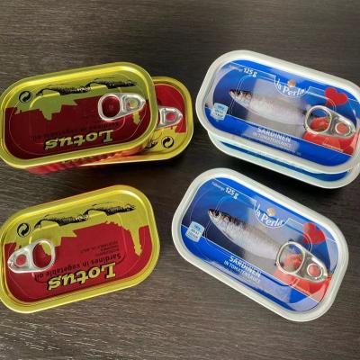 China Rectangular Food Tin Can , Fish Can With Lid for sale