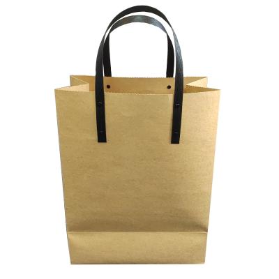 China Handmade New Products High Quality Brown Kraft Paper Bag With Logo Print And Handles for sale