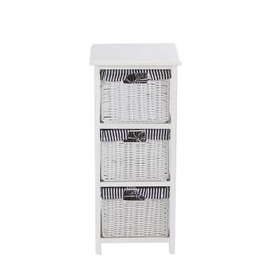 China White Chest Drawer Storage Holders (Others) Wicker Style Woven Basket Adjustable Modern Chinese Furniture Storage Rack Rack for sale