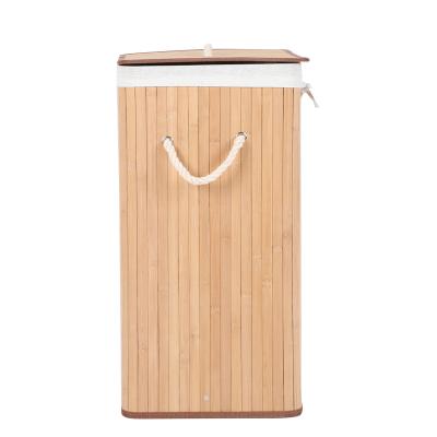 China Minimalist Customized Bamboo Storage Laundry Hamper Environmental Friendly Removable Lining Wooden Hamper For Kids for sale