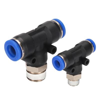 China Hotels PB Tube Fittings Male Straight Air Hose Connector One Touch Quick Connecting Flattening Fittings for sale