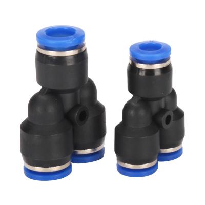 China Hotels PY Unions Y Tube Fittings Air Hose Connector One Touch Quick Connecting Flattening Pneumatic Fittings for sale