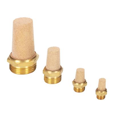 China Hotels B Brass Cone Muffler Filter Noise Pneumatic Noise Muffler Hex Sintered Muffler Airline Fitting for sale