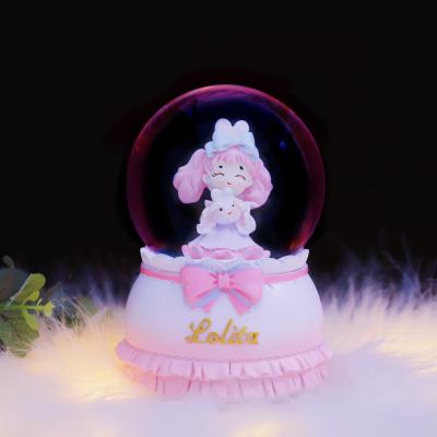 China Europe Manufacturers Gift Bow Girl Xue Le Lantern Crystal Ball Dreamy Music Box To Send Birthday Gift Room Decorations for sale