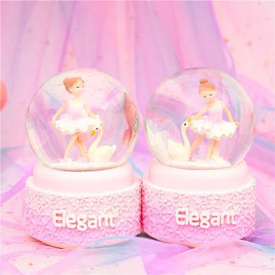 China Factory Wholesale Cute Ballet Girl Crystal Ball Music Lantern Snowflake Water Polo Girl's Bedroom Ornament Gift Europe for sale