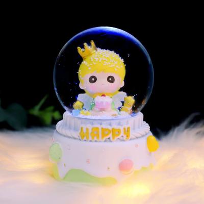 China Creative New CSI Heart Girl Crystal Ball Princess Music Box Snow Lighting Decoration National Bedroom Dream Counter for sale