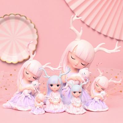 China Global Manufacturers Spot Nordic Light Luxury Deer Girl Ornaments Creative Resin Girls Birthday Gift Porch Storage Home Decorations for sale