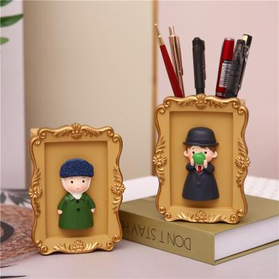 China New Creative Picture Frame Artist Van Gogh's Maid Series Durable Storage Pen Holder To Send Girls Bedroom Room Decoration Ornaments School for sale