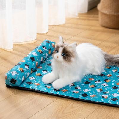 China 2020 Cute Cooling Summer Cooling for Dogs and Cats Pet Cooling Bed Summer Reusable Ice Beds Silk Pet Mat for sale