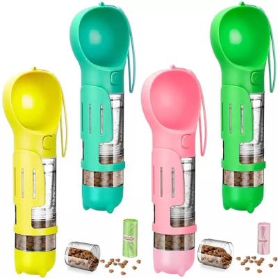 China Viable 4 in 1 Water Bottle Dog Cat Accessories Pet Supplies With Portable Poop Scoop and Bags Drinking Feeder Bowl for sale