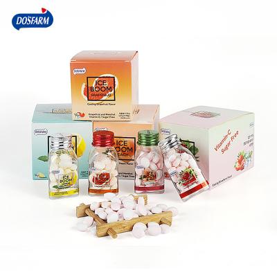 China High Quality Single Bottle Sugar Free Packing Promotional 22g Sugar Free Mint Fruit Flavors Tablet Candy With Vitamin C for sale