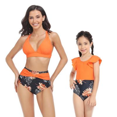 China Sexy Models High Waist QUICK DRY Beachwear New 2 Piece Women Bikini Sets Kids Girls Swimwear One Piece Family Matching Outfits for sale