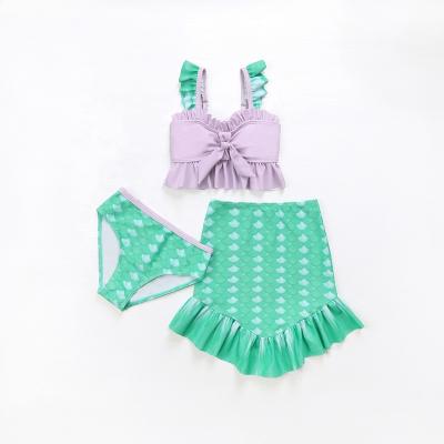 China Breathable Mermaid Girls 3pcs Separates Princess Swimsuits Cute Bikini Set Children Girls Mermaid Swimwear Costume Swimwear for sale