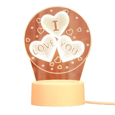 China 3D Valentine's Day Heart Shaped Love 3D Table Lamp Acrylic Balloon LED Light Romantic Acrylic Night Lamp Decorative Lovers Wife for sale