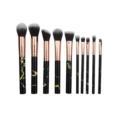 China Angular Blush Wholesale Fashion Beauty Tools Makeup Brush Set Marble Pattern 10pcs Brush Set For New Hand Professional for sale