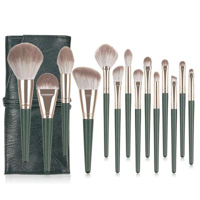 China Angular Blush 14 Pcs Makeup Brushes Soft Bristle Makeup Brush Eyeshadow Brushes Beauty Tools With Bag for sale