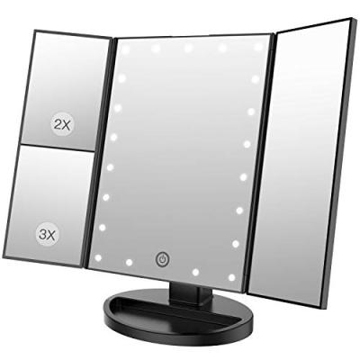 China Factory Direct Selling Makeup Vanity Mirror Lighted 3 Times Adjustable Magnifying Mirror with 24 Led Lights for sale