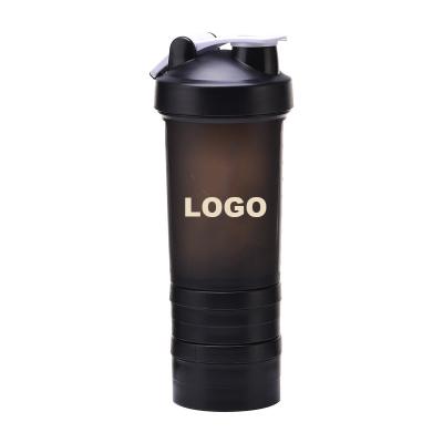 China Viable Custom Logo BPA Free Three-Layer Gym Mixer Water Bottle Protein Powder Shaker Bottle With S.S. Mixing Ball With Pill Case for sale