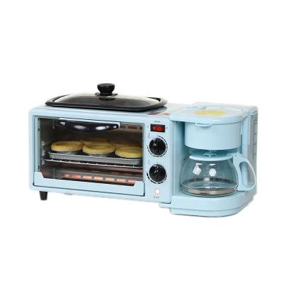 China New Fashionable Multifunctional 3 in 1 Breakfast Set Toaster Coffee Maker 3 in 1 Breakfast Maker with Toast Oven Coffee Pot Frying Pan for sale