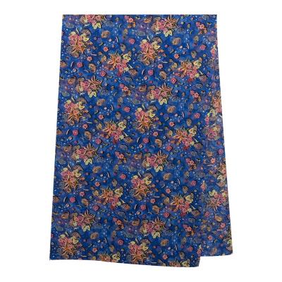 China 100% Pure Breathable Digital Printed Dark Blue Floral Silk Georgette Silk Fabric 8MM Silk Fabric 140cm Natural Width for sale