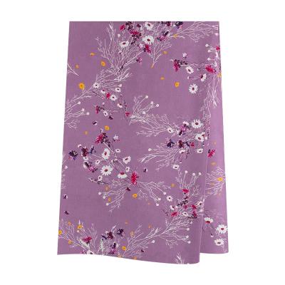 China High quality digital silk fabric 140cm width printing floral print silk fabric 12mm viable purple habotai 100% pure silk fabric for garment for sale