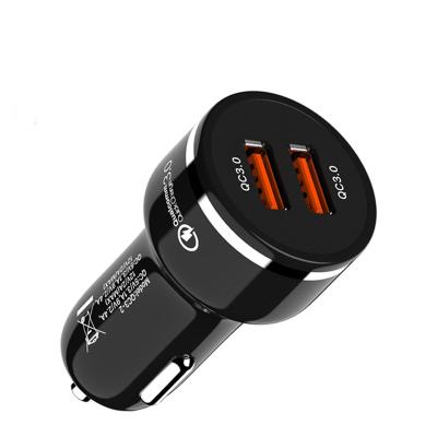 China Dual 48W Mobile Phone Charging 3.0 USB Car Charger Quick Fast QC 3.0 USB Charger Case For iPhone Samsung Mobile Phone Car USB Charger for sale