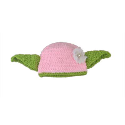 China Imitate Pale Pink Animal Newborn Yoda Girl Knitted Outfit Photography Props Costume Set 0-3 Months for sale