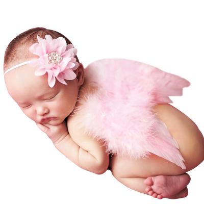 China Imitate Baby Animal Newborn Baby Angel Wings Set Photography Props Costume Set 0-3 Months for sale