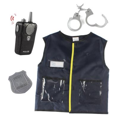 China For Party Policeman Uniform Costume Set With Vest Handcuffs Intercom For Dress Up Kids 3-8Y 2021 for sale