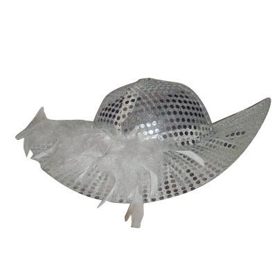 China Image factory direct wholesale cheap elegant sequins party carnival top hat with feather for sale