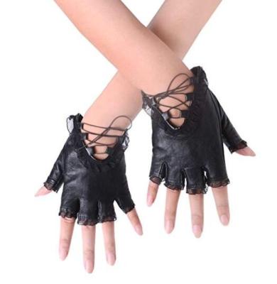 China Hot Selling Sequin Factory Women New Designed Punk Rivets Belt Up Cosplay PU Leather Party Gloves for sale