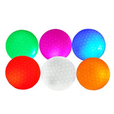 China Ultra Bright Custom Dupont Surlyn Logo Seven Color Flashing Led Night Golf Balls for sale