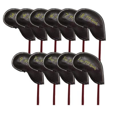 China Waterproof Personalized 11 Pcs Custom Logo Embroidered Golf Iron Head Covers With Piping for sale