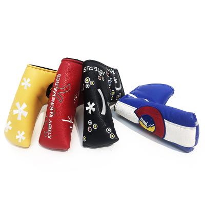 China Golf Club Protector Logo Embroidery Magnet Blade Golf Putter Club Head Top Leather Cover for sale