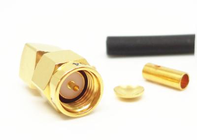 China Conector de cable de ángulo recto plateado oro del conector masculino de SMA que prensa en venta