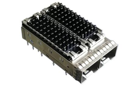 China Heat Sink 2 Ports Metal SFP Cage Connector 3.05 mm Press Fit Pin for sale