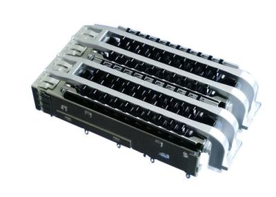 China Press Fit 2 Ports Ganged Female SFP Cage With Heat Sink Light Pipes for sale