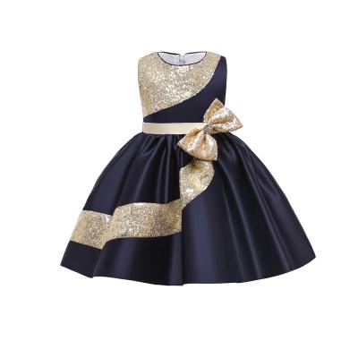 China Hot Sale Sleeveless Princess Dress Sequins Bow Girls Ball Gown Kids Wedding Formal Dress Gowns AM003 for sale